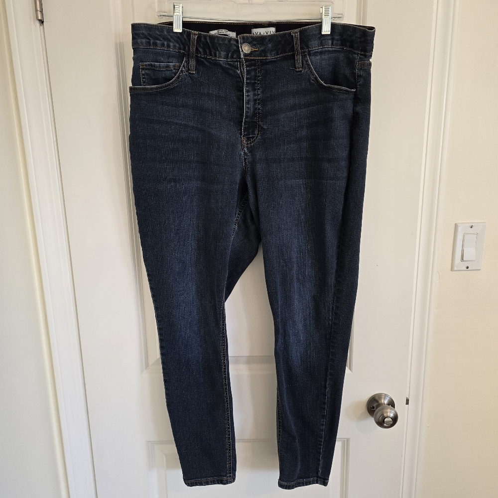 Ava & Viv Plus Size High Rise Skinny Women's Dark Wash Jeans Size 18